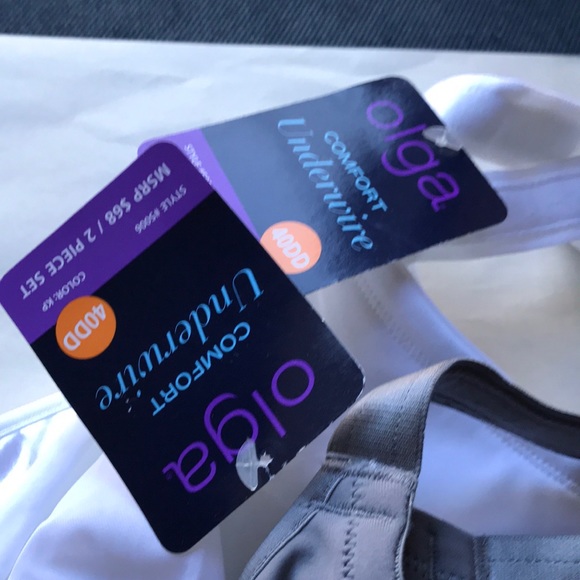 NWT Bundle 2 Bras Olga Comfort Satin UW Gray/White - Picture 5 of 8